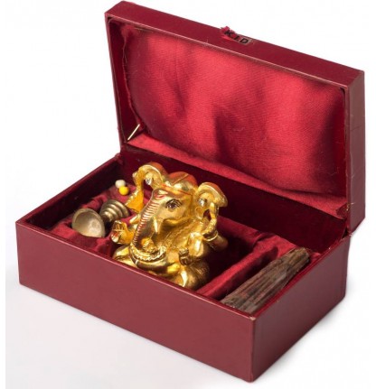 Gold Leafed Ganesha with Incense Stick Holder